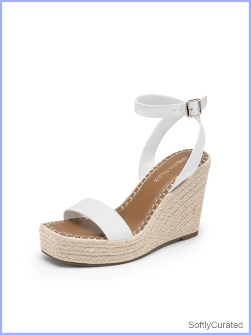 Women's Open Toe Platform Wedge Sandals Faux Leather Adjustable Buckle